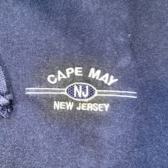 Cotton Net Full Zip Hooded Cape May New Jersey Embroidered Sweatshirt Navy L - Picture 3 of 5